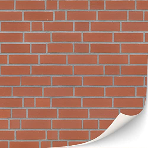 3 Sheets Self-Adhesive Brick Wall Cladding for Dollhouses Scale 1:12 (Smooth Red)