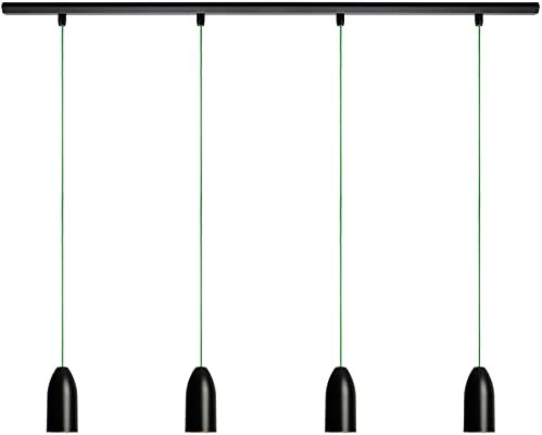 Buchenbusch urban design Hängelampe led schwarz (33 Kabelfarben) vier flammig offene Küche Küchenblock Kochinsel hängend rund blendfrei handgefertigt edel black edition