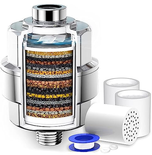 Kahdsvby Duschfilter – Filter für Duschkopf, mit Ventilator mit 3 austauschbaren Filterkartuschen