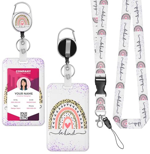 Amaxiu Ausweishalter mit Umhängeband, Ausziehbarer Ausweishülle Mit Lanyard ID Card Badge Holder Halter, mit Keychain einziehbarem Badge Reel und Abnehmbarem Umhängeband Heavy Duty Kartenschutz (C)