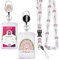 Amaxiu Ausweishalter mit Umhängeband, Ausziehbarer Ausweishülle Mit Lanyard ID Card Badge Holder Halter, mit Keychain einziehbarem Badge Reel und Abnehmbarem Umhängeband Heavy Duty Kartenschutz (C)