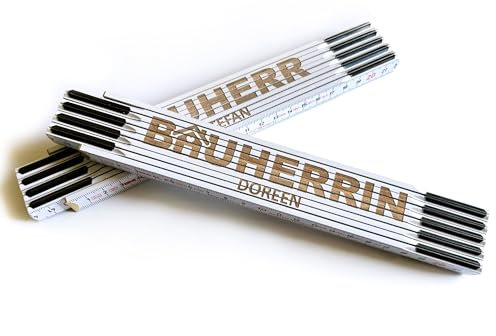 Meterstab Zollstock Bauherrin mit Name personalisiert graviert, Einzugsgeschenk, Richtfest, Geschenk für Handwerker Männer Frauen, Geburtstag, Vatertag, Opa, Papa, Kleinigkeit Hausbau