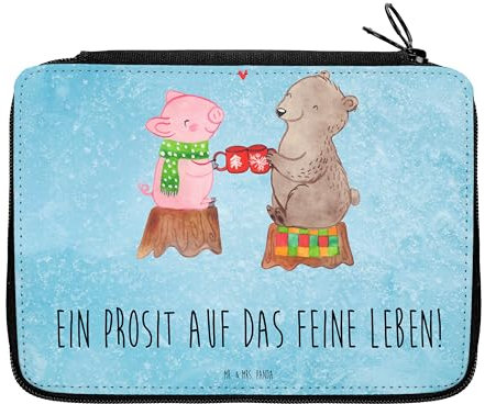 Mr. & Mrs. Panda Federmappe Glühschwein Sause - Geschenk, Prost, Bär, Büro Stifte Etui, Kind, Advent, Weihnachtsdeko, Bestückte Federmappe, Alles