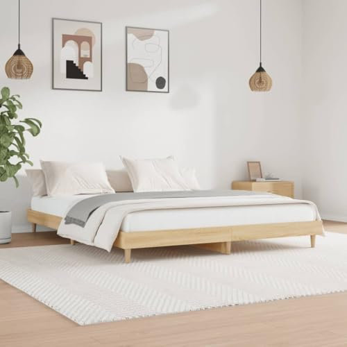 KTHLBRH Bed Frame Jugendbett Stauraumbett Bettgestell Sonoma-Eiche 140x200 cm Holzwerkstoff