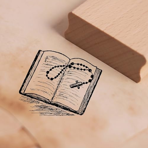 Motivstempel Aufgeschlagene Bibel - Stempel Holzstempel 48 x 38 mm