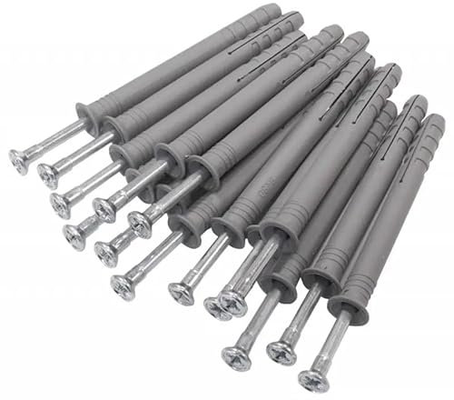 Tacos de impacto de montaje rápido con tornillos de cabeza avellanada, 8,0 x 140 mm, 100 unidades, para hormigón celular, tacos de impacto de plástico, tacos de plástico