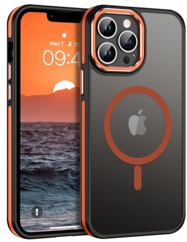 GaoBao für iPhone 13 Pro Max Hülle, Handyhülle iPhone 13 Pro Max Kompatibel mit MagSafe Kabellosem Laden, Durchscheinende Matte Magnetische Stoßfeste Schützende Hülle für iPhone 13 ProMax, Orange