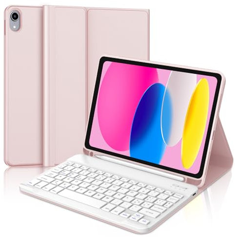 Cover con Tastiera per iPad A16 11 Generation 2025/10 Generazione 2022, Italiano QWERTY Tastiera per ipad 11 Gen 11 pollici/ipad 10 Gen 10.9, con Senza fili Staccabile Custodia con Portapenna, Rosa