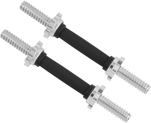 Yes4All Pair of Threaded Dumbbell Handles 14 inch with Collars, Rubber Grip, Fit 1” Plates, Weight Bar Connector