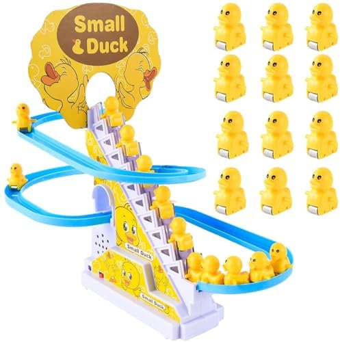 Juguete eléctrico para subir escaleras, patos eléctricos, pista deslizante con luz y música, 12 unidades, pato eléctrico, juguete educativo a partir de 3 años, regalo para niñas y niños