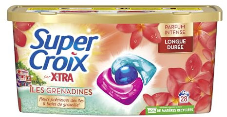 Xtra par Super Croix -Trio-Caps - Îles Grenadines - Fleurs Précieuses des Iles & Baies de Groseille - Moment Evasion - Experience Sensorielle-Parfum Intense-Longue Durée- Efficace dès 20°C-28 Lavages