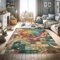 ABAKUHAUS Planeten Dekorativer Teppich, Patchwork-Look Weltraum, Hochwertiger Flächenteppich für Schlafzimmer und Wohnzimmer, 60x152 cm, Mehrfarbig Brau