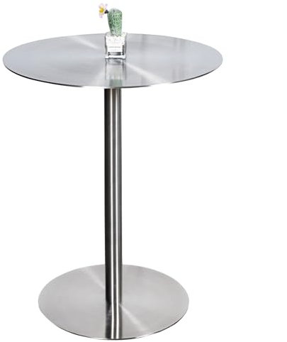 ZMAZHANG Runder Stehtisch, moderner Bistrotisch mit Edelstahlplatte und stabilem Untergestell, hoher Kneipentisch für 2–4 Personen, einfach aufzubauender Freizeittisch für kleine Räume für Frühstücks