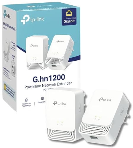TP-Link Advanced Protocol G.hn 1200 Powerline Kit,1+1 Gigabit Ethernet Port,Power Save,Ideal for 8K Streaming,Plug and Play,not work with HomePlug AV/AV2 powerline adapters(PG1200 KIT) (Renewed)