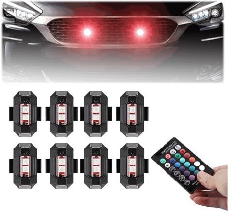 Mini lumières d'avertissement d'urgence, lumières stroboscopiques LED sans fil avec télécommande, lumière stroboscopique LED sans fil anti-collision étanche à sept couleurs, for avions volants, motos,