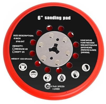 Wjelet Piatto abrasivo 150 mm con gancio e loop compatibile con Bosch GET 75-150, GEX 34-150, GEX 40-150, piastra di supporto per levigatrice orbitale, 72 fori di ricambio, alta qualità per levigatura