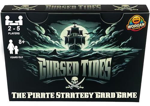 Worgan Games Cursed Tides - Pirate Strategy Card Game | Fun for Kids, Teens & Adults | 2-5 Players | Ages 8+ | Quick 15-Minute Gameplay