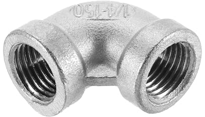 QUARKZMAN 1 Stück Edelstahl Winkel 1/4 PT Weiblicher 90 Grad Bogen Innengewinde Gewinde Fitting Rohrwinkel Rohrverschraubung Winkelverbinder Luftschlauch Pvc Rohr Guss