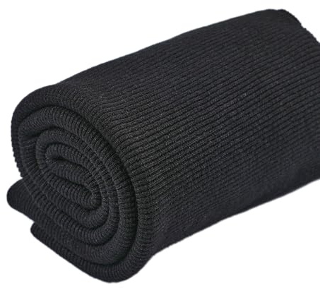 Blausky 20x120cm Bündchenstoff aus Baumwolle,Stretchstoff Elastisches Band Schlauchware Rippenstrickstoff zum Nähen für Daunenjacke Hose Pullover Sweatshirt Bündchen Besatzmaterial,Schwarz