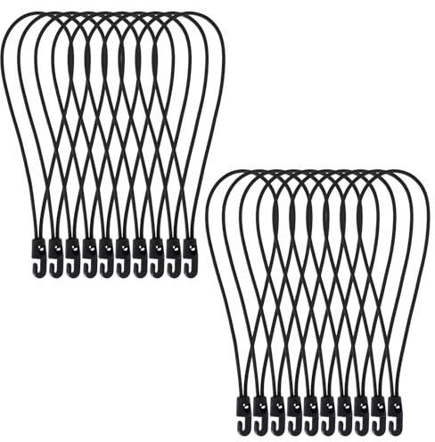 Spanngummi mit Haken - 20 Stück Expander Set, 30 cm Elastische Gummispanner für Camping, Planen & Sonnensegel, Planen, Zelte, Sonnensegel, Camping, Anhänger, Gepäck, ideal für Outdoor (Schwarz)