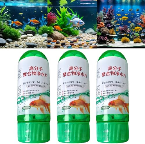 3*35PCS Powerful Aquarium Water Purification Tablet,Water Purification Tablets for Fish Tanks,Portable Aqua Water Purification Tablets,Fish Tank Algae Remover,Fi/sh Ta/nk Wa/ter Pu/rification Ta/blets