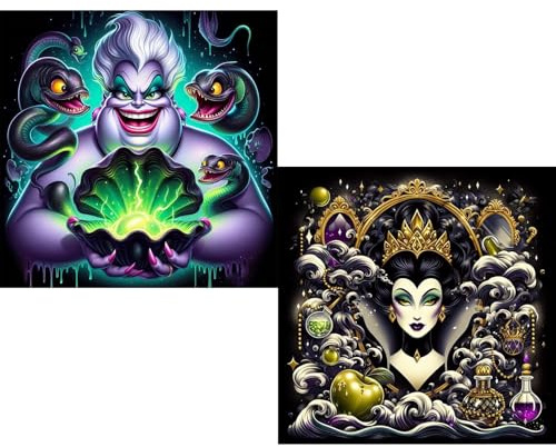 KEYRANKE 2 Stück Diamond Painting Bilder Prinzessin Set, 5D Diamant Painting Erwachsene, Round Full Drill Diamond Painting, DIY Kunstwerk für Home Wand Dekor Geschenk, 30×30cm/12×12inch