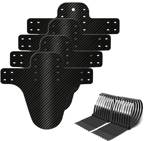 4PCS Mountain Bike Mudguards 20 24 26 27.5 29 Inch MTB Mudguards Front Rear | With Cable Ties Carbon Fiber Mud Guards for Mountain Bike Fenders MTB Frame Guards Splash Bicycle Mudguard Bike Accessories