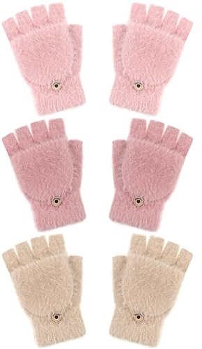 Geyoga 3 Fingerlos Handschuhe | Winter Thermohandschuhe, Warme Wandelbare Flip Fäustlinge, Mit Fingerlos Design, Für Kalte Wintertage