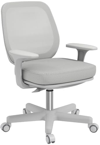 Vinsetto Bürostuhl, Ergonomisch Schreibtischstuhl mit Drehfunktion, Höhenverstellbar Computerstuhl für Home-Office, Polyester, Grau