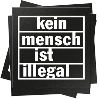 100x Kein Mensch ist illegal Sticker - 7,4 x 7,4 cm - Politisch Links Outdoor Sticker Aufkleber groß FCKNZS gegen Rechts