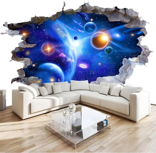 Vliestapete Weltraum Planeten Galaxie 3D Sci-Fi Modern Wandbild für Gaming Zimmer Schlafzimmer Jungen Teenager Männer - Vlies Fototapete - 200 x 140 (B x H)