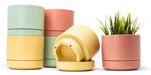 QILZO Übertöpfe Für Zimmerpflanzen | Set 6 Blumentopf Ø 12cm | Pastellige | Blumentopf Plastik | Haltbarer Und Widerstandsfähiger Kunststoff
