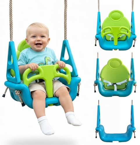 Accesorio de asiento de columpio 3 en 1 para niños con correa de seguridad para niños de 9 meses a 10 años, asiento de columpio ajustable 3 en 1, equipo de juego de jardín al aire libre, accesorios de