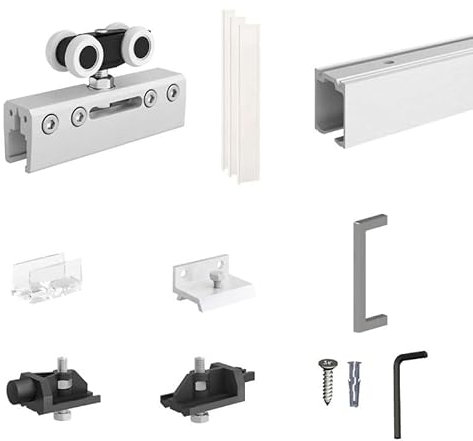 Schiebetürbeschlag SLID'UP 190 GLAS, Laufschiene 300 cm, 1 Tür bis 100 kg für Glastüren, Glasschiebetüren, Durchgangstüren