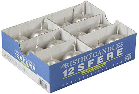 Cereria di Giorgio risthò Kerzen Kugel, Wachs, Silber, 4.5 x 4.5 x 4.5 cm, 12 Einheiten