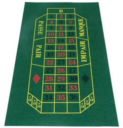 TrAdE Shop Traesio Tappeto da Tavolo Verde Feltro per Roulette Gioco Pallina Casino Games