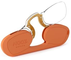 Nooz Ärmellose Lesebrille für Damen & Herren – Ultra-leichte 6g - Presbyopie Brille mit Schlüsselbund-Etui – Verschiedene Sehstärken & Farben, Made in France - Orange - +1