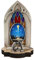 Presepe gotico con immagine - Natività miniatura originale da collezione placcato argento con base in legno - Decorazione natalizia