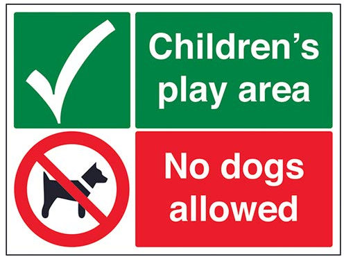 VSafety School Prohibition Signs - Childrens play area no dogs allowed - 1mm Rigid Plastic - 400 x 300mm