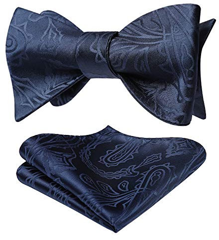 HISDERN Herren Paisley Floral Fliege Taschentuch Jacquard Hochzeitsfeier Selbstfliegende Einstecktuch Set