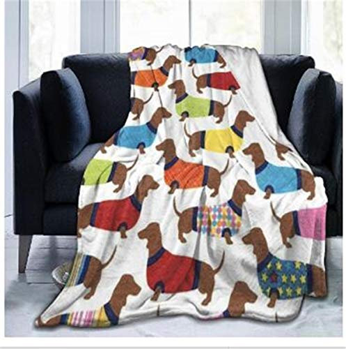 FANSU Kuscheldecke Flanell Decke, 3D Drucken Microfaser Flauschig Weich Warm Plüsch Wohndecke Fleece Tagesdecke Decke für Sofa und Bett (Dackel,150x220cm)