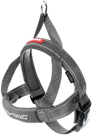 EZYDOG Quick Fit Dog Harness - Small, Medium, Large - Reflective Stitching, Water Resistant - No Pull (Grey)