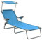 vidaXL Sonnenliege mit Sonnenschutz Zusammenklappbar Gartenliege Strandliege Freizeitliege Gartenmöbel Liege Campingliege Relaxliege Stahl Blau