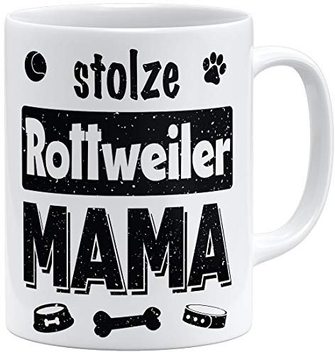 OM3® Stolze Rottweiler Mama Tasse | Keramik Becher | 11oz 325ml | Beidseitig Bedruckt | Weiss