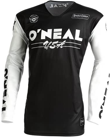 O'NEAL | Motocross-Shirt Langarm | MX MTB Mountainbike | Leichtes Material, ergonomischer Slim Fit Schnitt für perfekte Passform | Mayhem Jersey Bullet V.22 | Erwachsene | Schwarz Weiß | Größe L