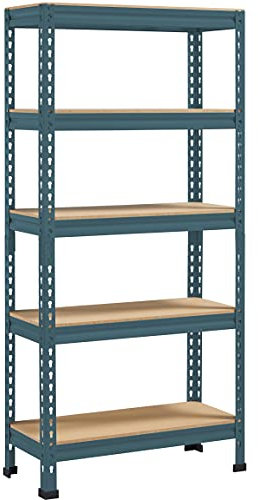 Yaheetech Etagères de Rangement Étagère Metallique Atelier/Garage/Cuisine Charge Lourde 150 kg par Niveau sans Boulons 150 x 70 x 30 cm/Neptune Bleu
