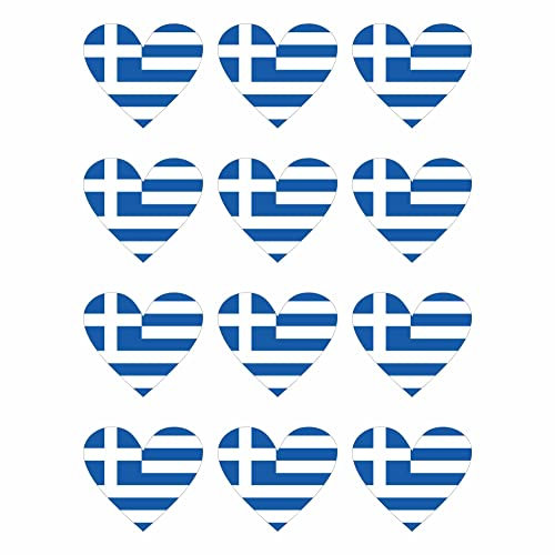 12 Stück Aufkleber Griechenland Herz | wetterfest & UV Schutz | Set Greece