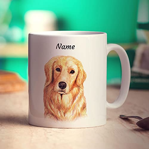 Personalised Golden Retriever Dog Mug - Add Any Name - Gift for Pets, Dog Lovers - Present for Christmas, Birthday - 11oz Ceramic Cup
