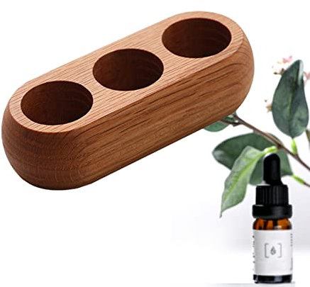RoseFlower 3-Bottiglia Olio Essenziale Organizzatore Scatola di Legno Viaggi Contenitori Esposizione Display Stand con Adesivi - Oli Essenziali Scatole Organizer per Fragranze Profumi Unghie Rossetti