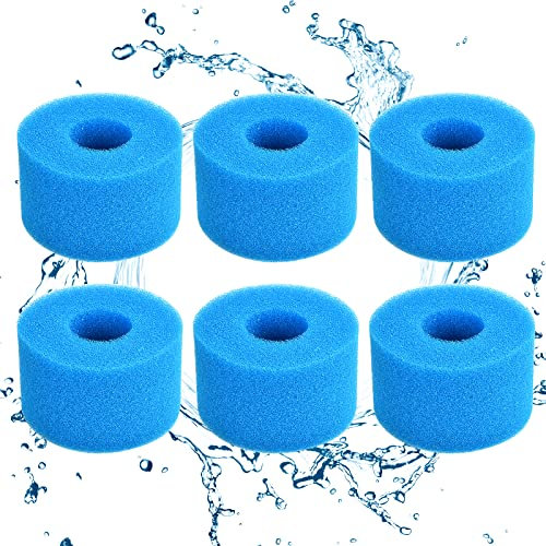 KATELUO 6 Piezas Esponja para Filtro de Piscina para Tipo S1, Filtro de Cartucho de Esponja, Filtros de Piscina de Espuma, Esponja de Filtro de Piscina para Piscina SPA, Reutilizable, Lavable